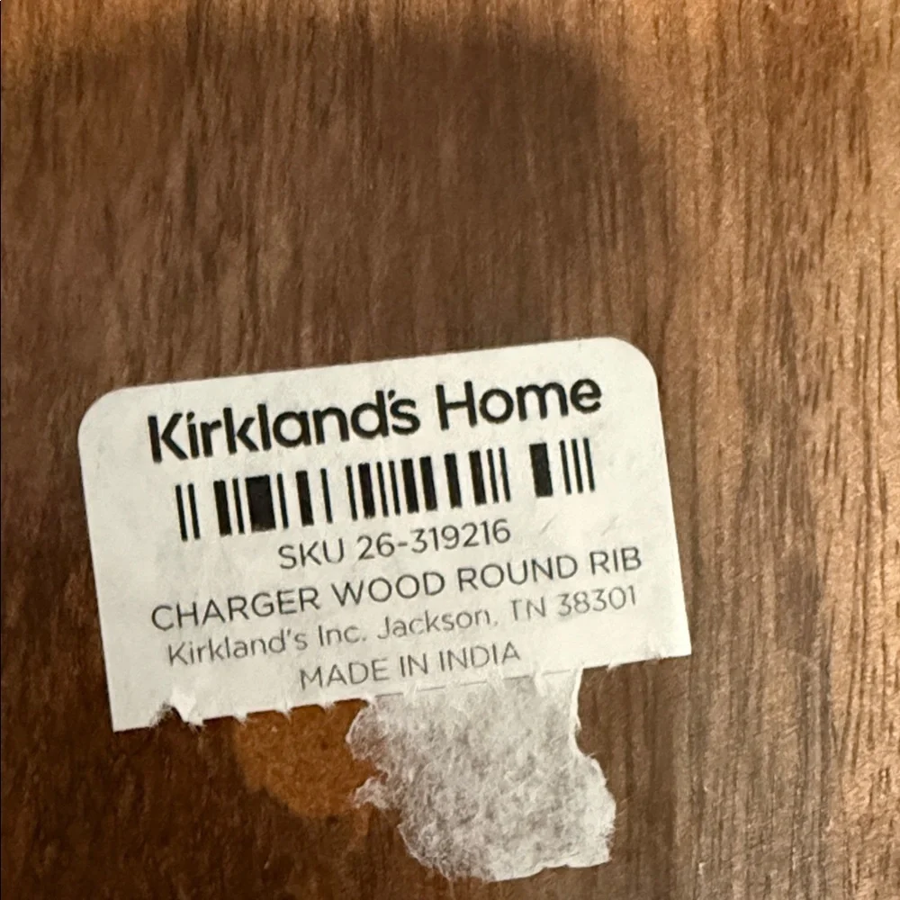 Kirklands Brown and White Striped Wooden Bowl